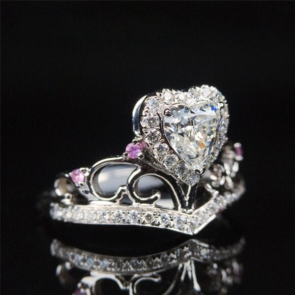 💍Prinecess Heart Shape Twisted Beautiful 925 Silver Plated  for Women,UN… - Picture 3 of 8